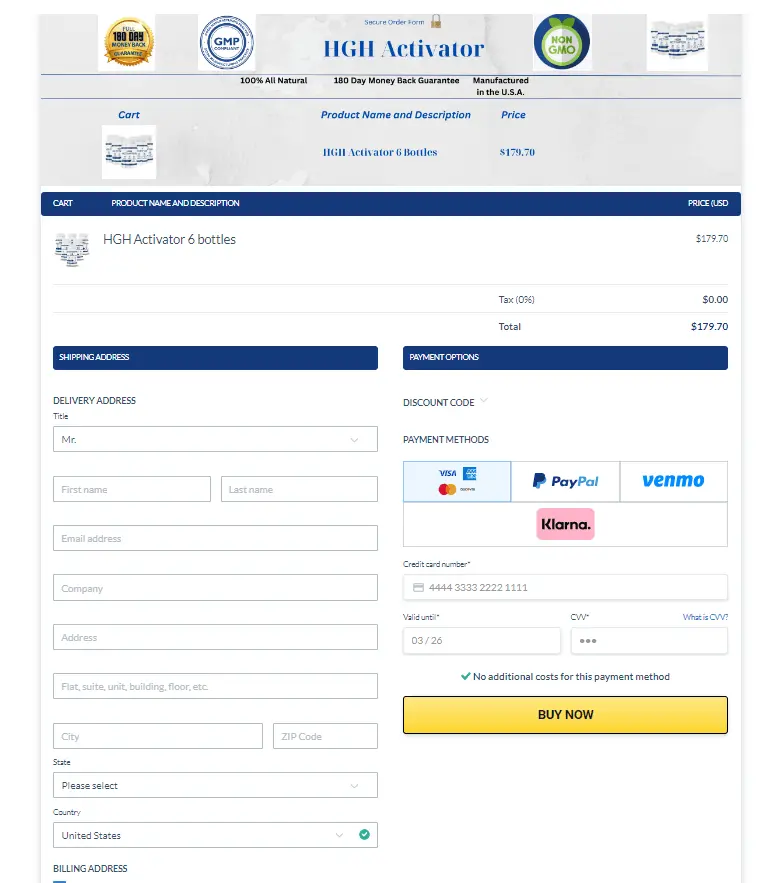 HGH activator  order page